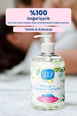 SOOP Bebek Biberon ve Beslenme Gereçleri Temizleyici 4 x 500 ml | Bitkisel Sabun Bazlı | Hipoalerjenik -
