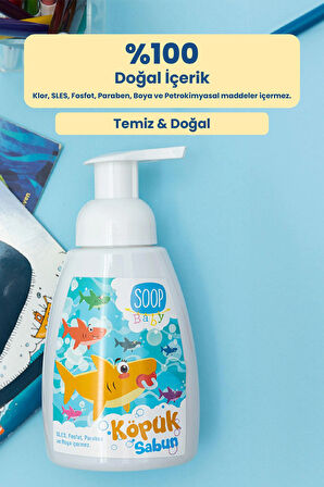SOOP Baby Bebek Shark Köpük Sabun Pudra Kokulu 2 x 300 ml | Vegan Hipoalerjenik | Eğlenceli Köpük Form