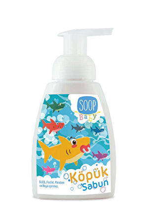 SOOP Bebek Shark  Köpük Sabun Pudra Kokulu 300 ML | Vegan Hipoalerjenik | Eğlenceli Köpük Form -