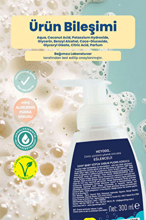 SOOP Baby Bebek Sevimli Dinozor Köpük Sabun Pudra Kokulu 2 x 300 ml | Vegan Hipoalerjenik