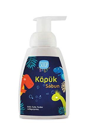 SOOP Bebek Dinozor Köpük Sabun Pudra Kokulu 300 ML | Vegan Hipoalerjenik | Eğlenceli Köpük Form 