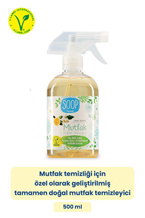 SOOP Güçlü Mutfak Temizleyici 500 ml |Doğal, Vegan | Beyaz Limon Koku | Yağ ve kirlerde etkili 