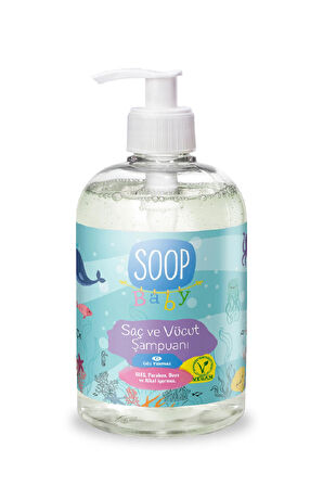 SOOP Bebek Saç Ve Vücut Şampuanı 4 x 500 ml |Vegan Ve Hipoalerjenik Pudra Kokulu|Göz Yakmaz |Doğal ve Nazik 