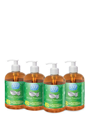 SOOP Elde Bulaşık Deterjanı 4 x 500 ML | Bitkisel Kökenli & Doğal Formül | Limon Kokulu| Kalıntı Bırakmaz