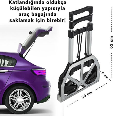 NEW-MAX Multi Fonksiyon Katlanır 70 Kg Kapasiteli Asma Aparatlı Portatif Koli Taşıma Aracı 