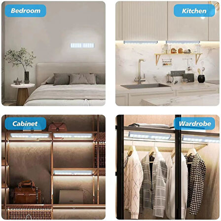 30 LED HAREKET SENSÖRLÜ 20 CM DOLAP İÇİ MUTFAK KORİDOR MERDİVEN AYDINLATMA IŞIĞI LED IŞIK