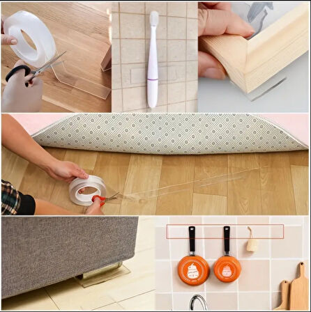 1 METRE ULTRA GÜÇLÜ ÇİFT TARAFLI NANO BANT HALI TABLO RESİM YAPIŞTIRMA BANDI 2 CM EN