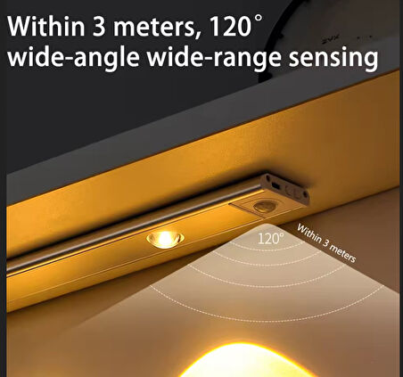 SİYAH RENK 4 LED 50 CM HAREKET SENSÖRLÜ LED IŞIK TEZGAH ALTI OFİS EV LED LAMBA