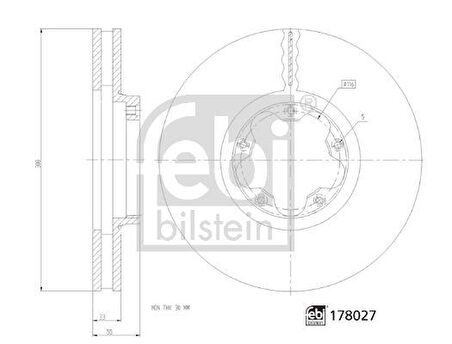 Ford On Fren Diski (aynası) Transıt - Custom V362 - V363 2.0 Ecoblue 17> (308 Mm) - Febi 178027