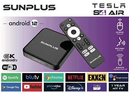 Sunplus tesla S4 AIR wifi 6 4Gb-Ram /32 Gb hafıza Android 12 tv box 114039