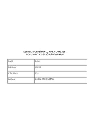 KML108 3 FONKSİYONLU MASA LAMBASI DOKUNMATİK SENSÖRLÜ