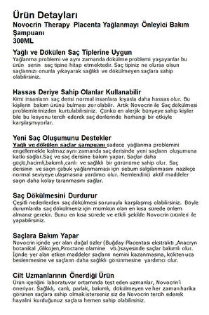 NOVOCRİN PLACENTA YAĞLANMA ÖNLEYİCİ BAKIM ŞAMPUANI 300 ML
