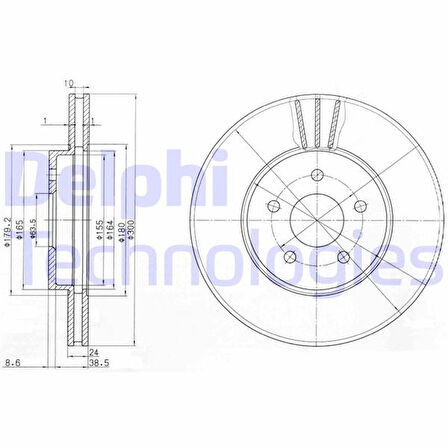 Ford On Fren Disk Aynası Mondeo III 1,8 / 2,0 / 2,2 00>07 Jaguar X Type 01>09 Olcu (300 X 24×5 Bijon) Hav - Delphi Bg3537c
