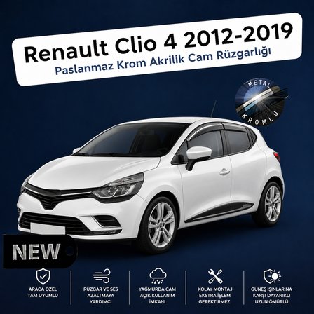 Paslanmaz Krom Akrilik Cam Rüzgarlığı Renault Clio 4 2012-2019 CHR-1-020-005