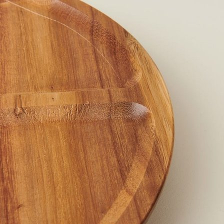 Balsa Akasya Dönerli 4 Bölmeli Sunum Tabağı - Kahverengi - 30 cm