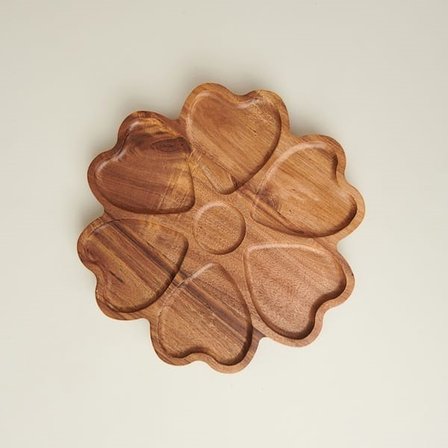 Balsa Akasya Dönerli 7 Bölmeli Sunum Tabağı - Kahverengi - 30 cm