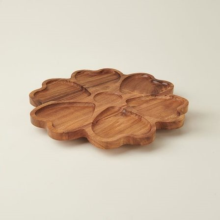 Balsa Akasya Dönerli 7 Bölmeli Sunum Tabağı - Kahverengi - 30 cm
