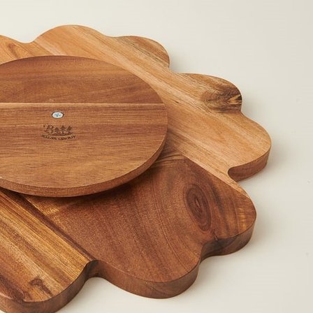 Balsa Akasya Dönerli 7 Bölmeli Sunum Tabağı - Kahverengi - 30 cm
