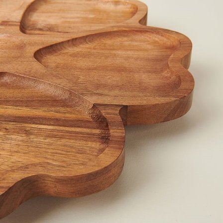 Balsa Akasya Dönerli 7 Bölmeli Sunum Tabağı - Kahverengi - 30 cm