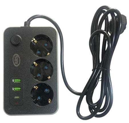Akım Korumalı Priz 3 Priz 2mt Usb - TYPE-C