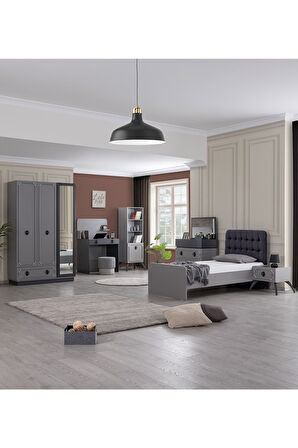 Stil Genç Odası - 3 Kapılı Dolap Karyola, Komodin, Masa, Şifonyer, Kitaplık