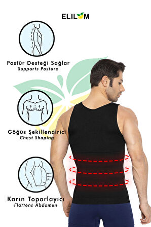 Korse Atlet - Göbek ve Göğüs Toparlayıcı, Bel İnceltici, Dik Duruş Sıkılaştırıcı - Erkek (YUKKA) 