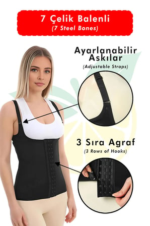 Latex Korse - Ayarlanabilir Askılı, Göbek Bölgesi İnceltici, 7 Çelik Balenli, Şekillendirici (TINKY)
