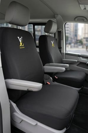 Volkswagen Transporter 4+1 - Siyah Penye Oto Koltuk Kılıfı - LV Baskılı