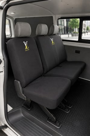 Volkswagen Transporter 4+1 - Siyah Penye Oto Koltuk Kılıfı - LV Baskılı