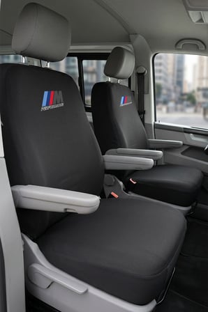 Volkswagen Transporter 4+1 - Siyah Penye Oto Koltuk Kılıfı - M PERFORMANCE Baskılı