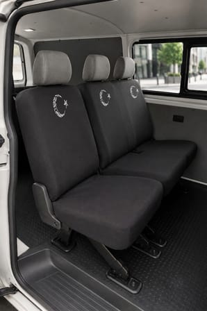 Volkswagen Transporter 4+1 - Siyah Penye Oto Koltuk Kılıfı - Ay Yıldız Baskılı