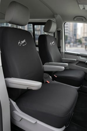 Volkswagen Transporter 4+1 - Siyah Penye Oto Koltuk Kılıfı - K.Atatürk Baskılı