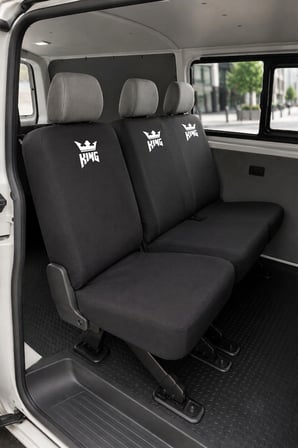 Volkswagen Transporter 4+1 - Siyah Penye Oto Koltuk Kılıfı - King Baskılı