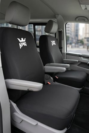 Volkswagen Transporter 4+1 - Siyah Penye Oto Koltuk Kılıfı - King Baskılı