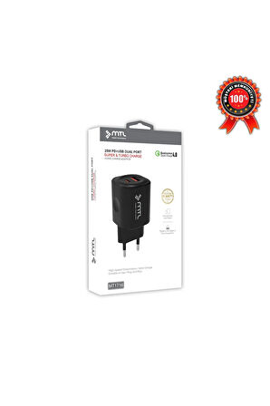 25W PD Type-C ve USB Çift Giriş Şarj Adaptörü MT-A1716