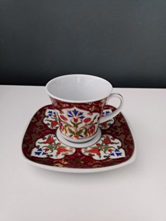 El Dekoru 2 Kişilik Kahve Fincanı Bordo