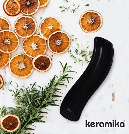 Keramika İvory 18 cm Zeytinlik Mat Siyah 