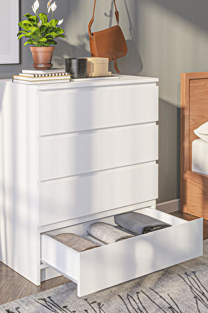 Derinkuyu 4 Çekmeceli Şifonyer Yatak Odası Bebek Odası Beyaz