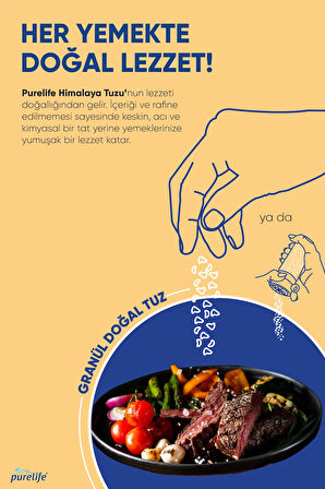 Purelife Himalaya Tuzu Granül Kristal Kaya Tuzu Beyaz 500g | Rafine Edilmemiş & Doğal Tuz | Zengin Mineralli