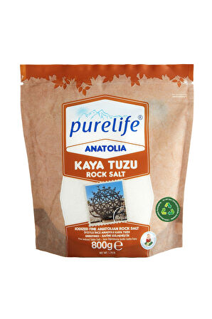 Purelife Kaya Tuzu Ince Iyotlu Anadolu Kaya Tuzu 800g | Rafine Edilmemiş & Doğal Tuz | Yüksek Mineralli