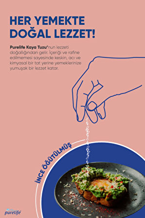 Purelife Kaya Tuzu Ince Iyotlu Anadolu Kaya Tuzu 800g | Rafine Edilmemiş & Doğal Tuz | Yüksek Mineralli