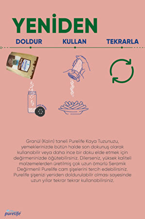 Purelife Kaya Tuzu Granül Anadolu Kaya Tuzu 500g | Rafine Edilmemiş & Doğal Tuz | Yüksek Mineralli