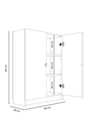 Bili Yatay Kitaplık 3 Raflı 2 Kapaklı Çok Amaçlı Ofis Salon Çalışma Odası Kütüphane Rafı Beyaz