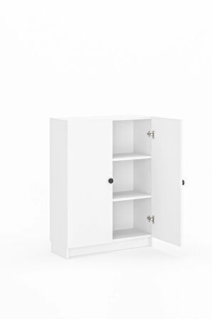 Bili Yatay Kitaplık 3 Raflı 2 Kapaklı Çok Amaçlı Ofis Salon Çalışma Odası Kütüphane Rafı Beyaz