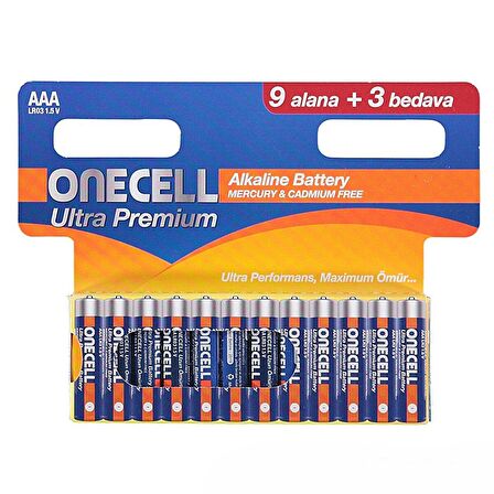 Onecell Ultra Premium Alkalin AAA Boy Pil 9+3