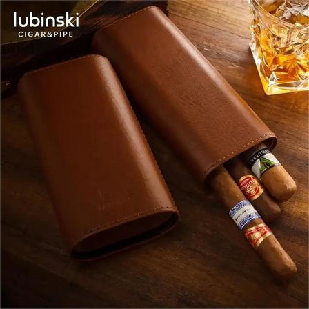 Lubinski Deri 3'lü Puro Kılıfı Kesicili Kahve(60 Ring) LB-504