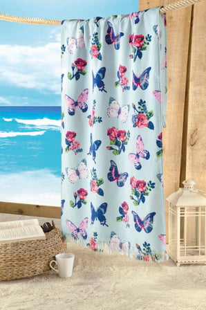 Maxstyle Butterflies Kadife Plaj Havlusu 70x160 Cm