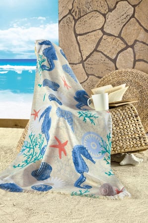 Maxstyle Seahorse Kadife Plaj Havlusu 70x160 Cm