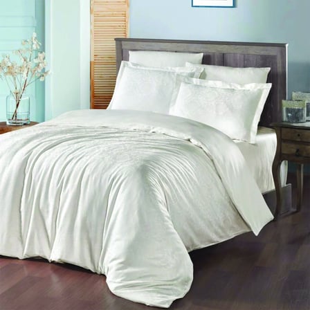 Maxstyle Jakarlı Saten Soho Krem Double Nevresim Takımı