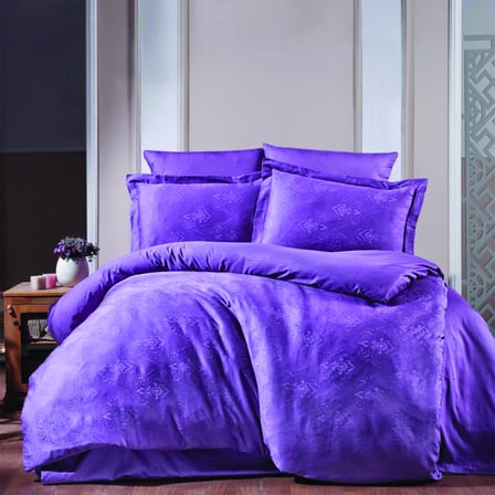 Maxstyle Jakarlı Saten Giza Koyu Lila Double Nevresim Takımı